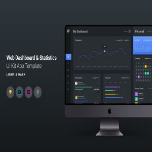 Web仪表板-数据统计分析UI工具包v1 Web Dashboard & Statistics UI Kit App Template 1