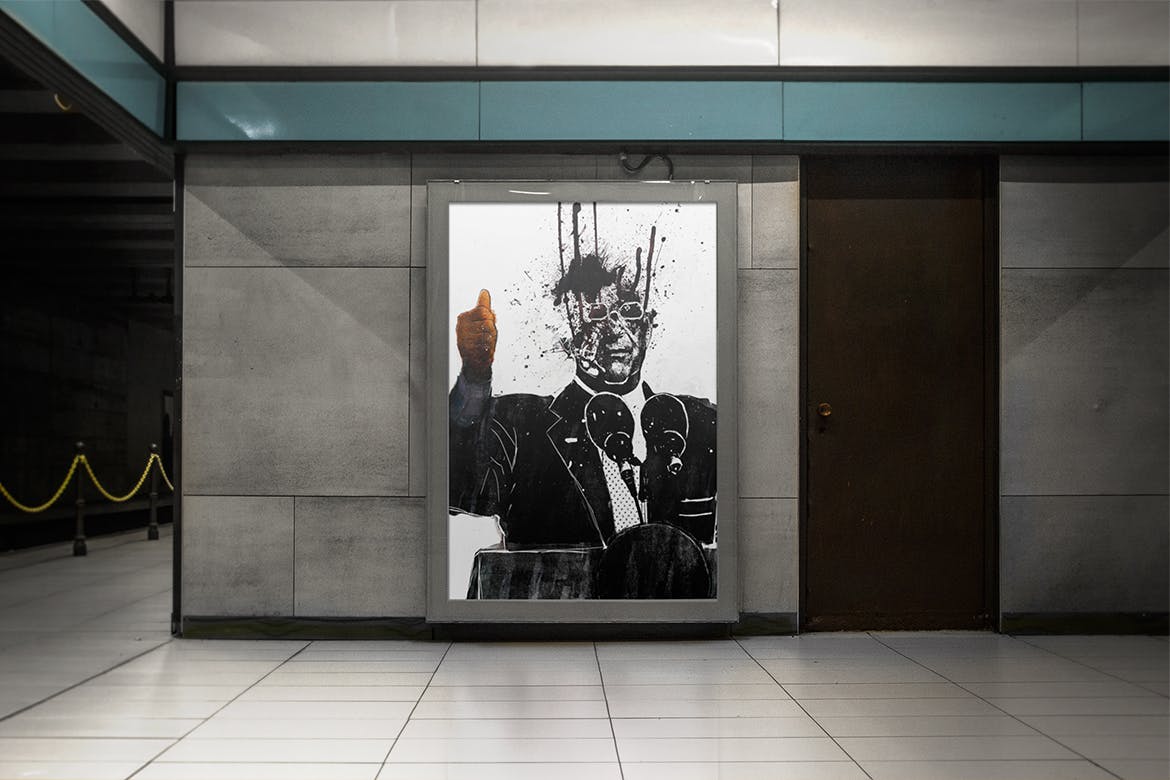 地铁站广告牌海报设计效果图预览样机 Poster Mock-up