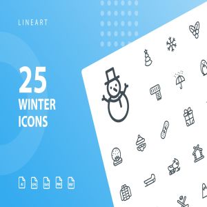 25枚冬天主题矢量线性图标v1 Winter Lineart Icons