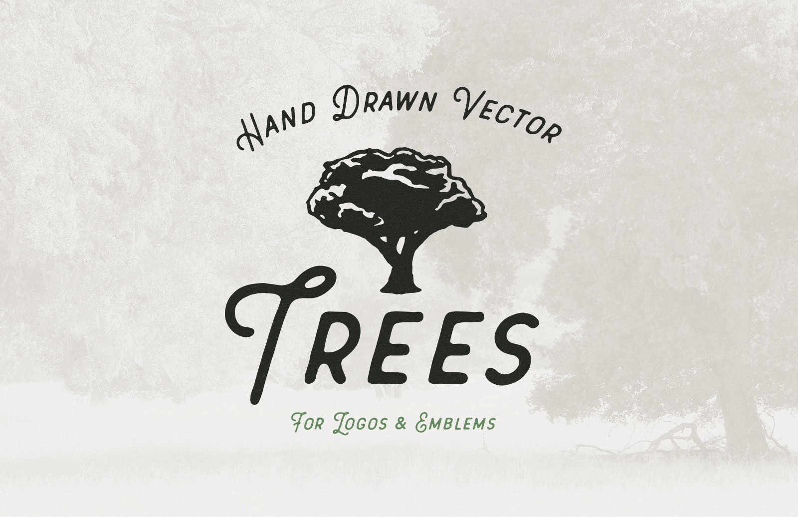 手绘树木矢量素材 Hand Drawn Vector Trees