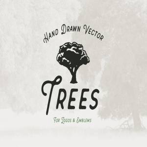 手绘树木矢量素材 Hand Drawn Vector Trees