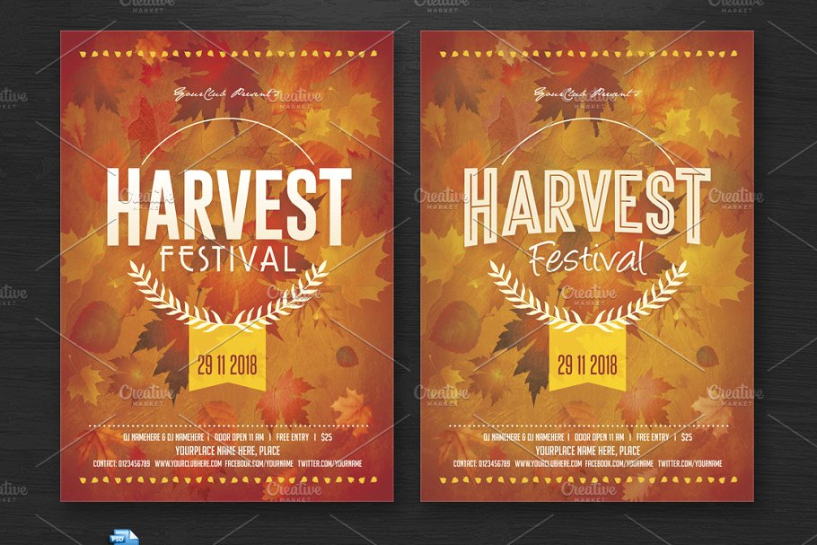 收获感恩节传单海报模板 Harvest Festival Flyer