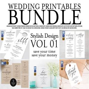 时尚的婚礼邀请函卡片名片设计模板