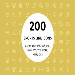 200个体育主题运动系列图标 200 Sports Line Icons