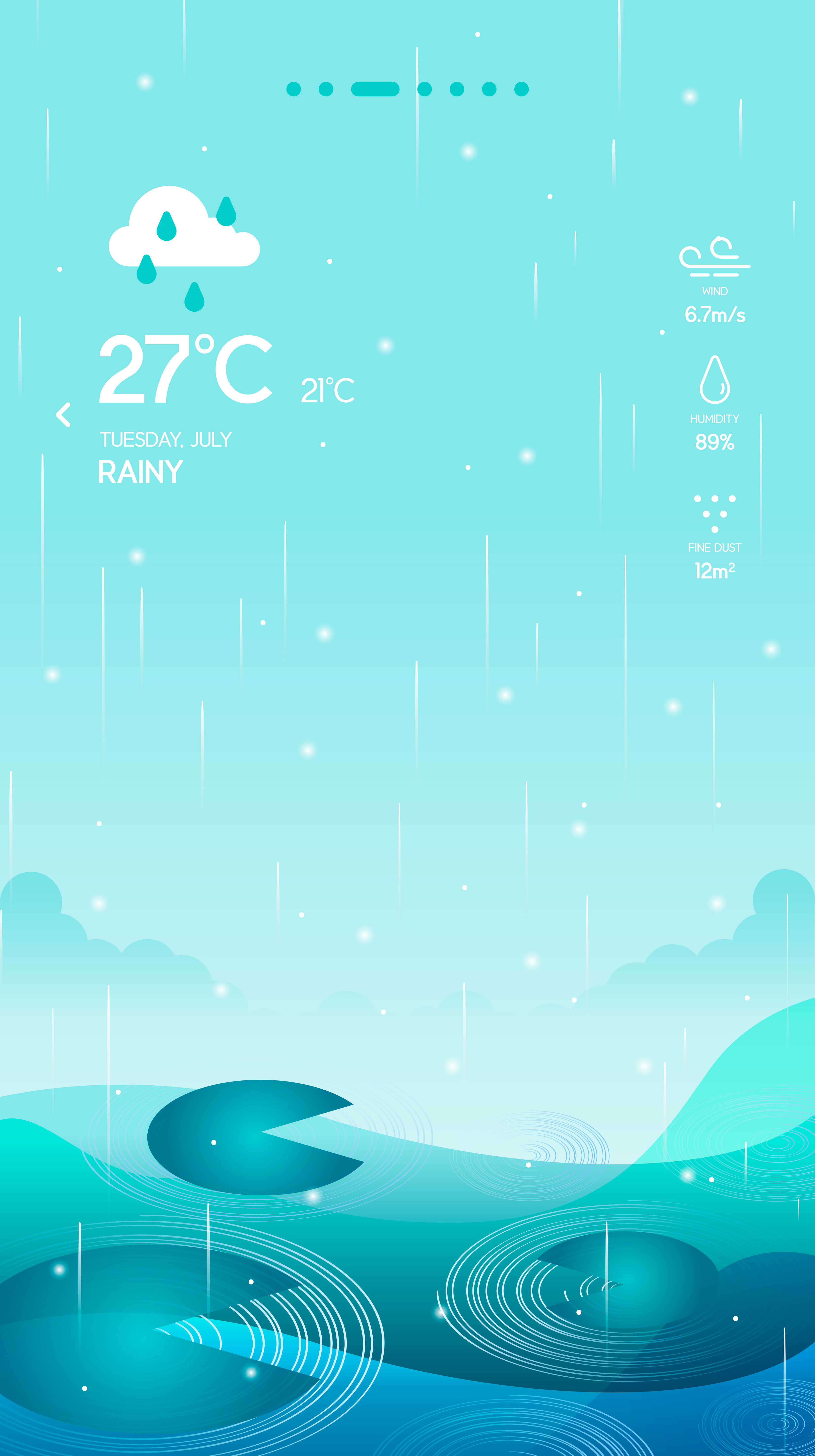 雨天背景天气APP应用UI界面设计素材