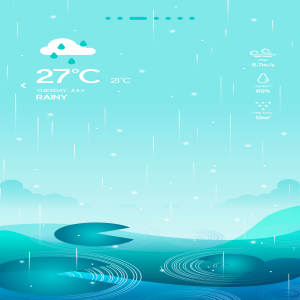 雨天背景天气APP应用UI界面设计素材