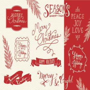 圣诞主题图层叠层素材 Christmas Overlays Set 2 – Vector