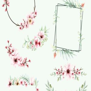 粉色樱花花卉水彩手绘设计套装 Pink Floral – Sakura Watercolor Set插图7