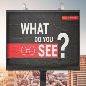 胶合纸效果广告牌样机 Billboard With Glued Paper Effect Mockups