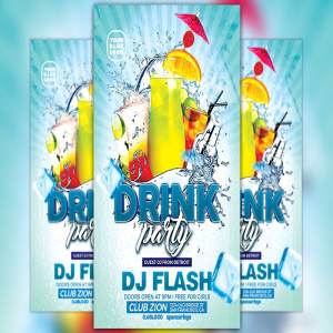 热带饮料酒会单页设计宣传单模板 Drink Party Flyer Template