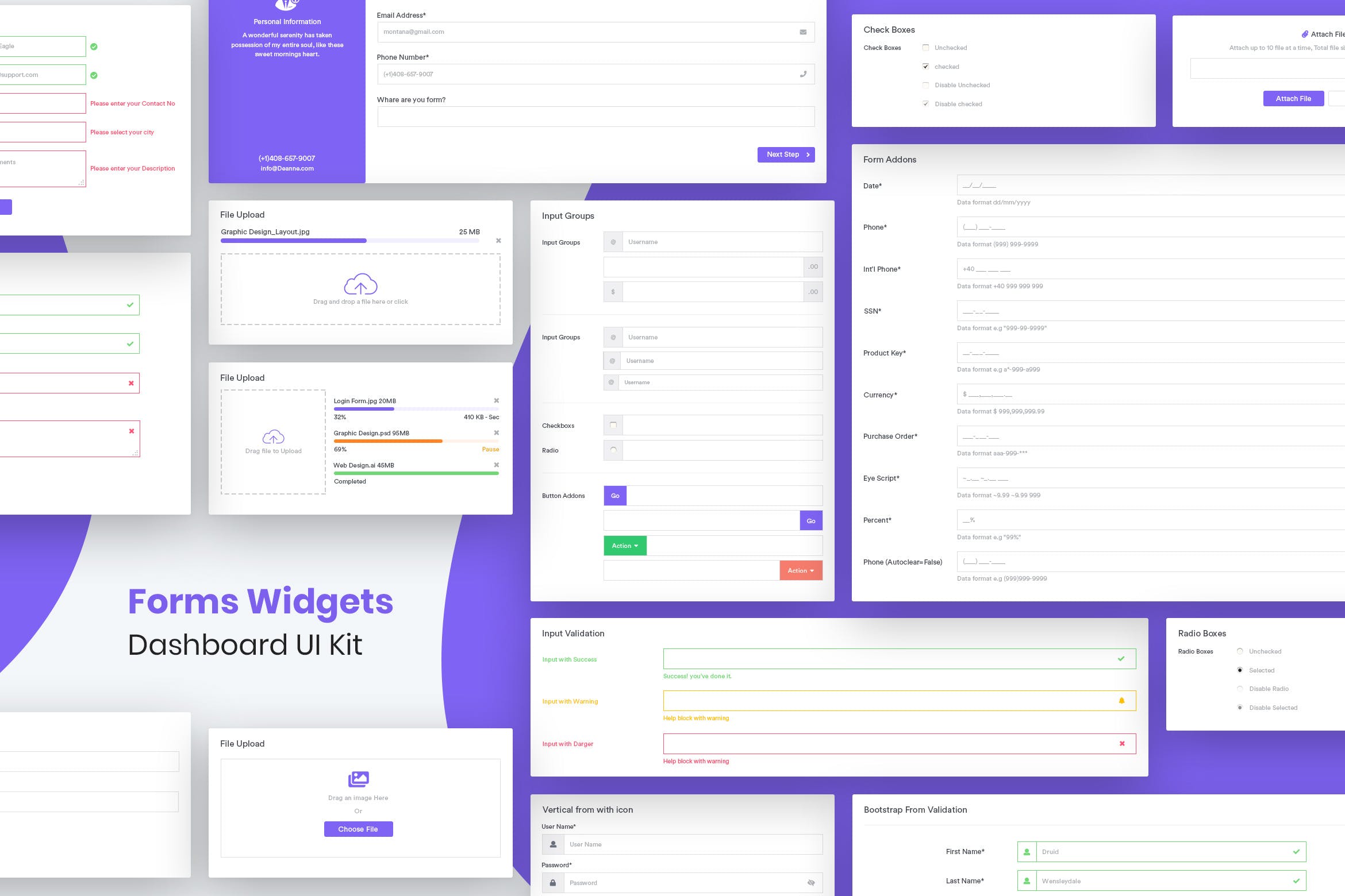 常用网站表单/表格UI设计套件 Forms Widgets Dashboard Ui Kit