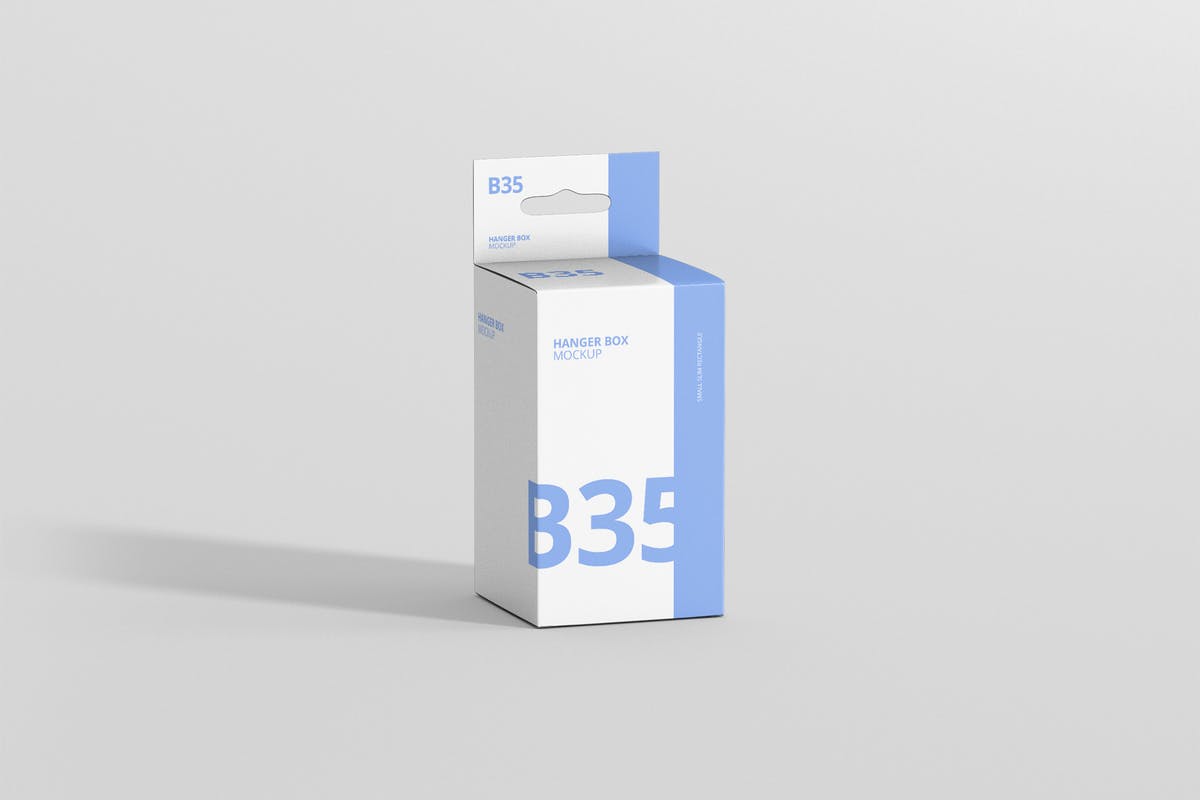 带挂钩的小矩形尺寸包装盒子样机 Box Mockup – Small Rectangle Size with Hanger