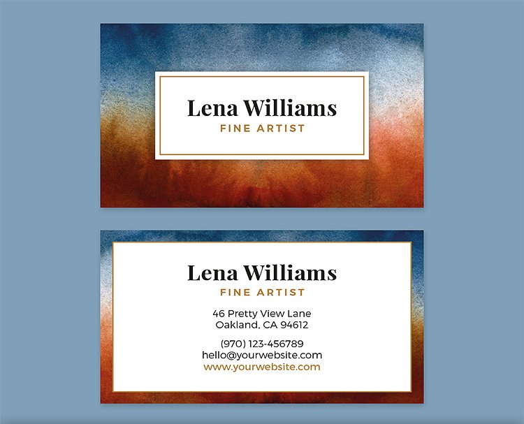 商务水彩艺术名片模板 Watercolor Business Card + Artwork