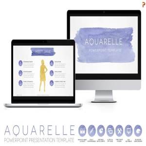 透明水彩画风格PPT幻灯片模板 Aquarelle Powerpoint Template