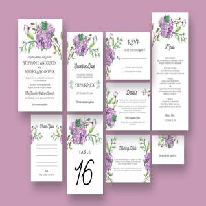 手绘花卉结婚邀请函设计套件 Hydrangea Wedding Invitation Suite