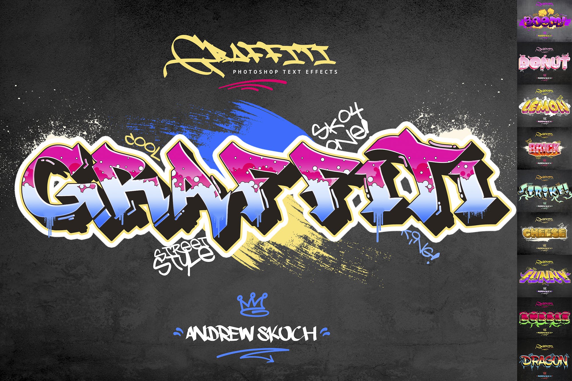10款炫酷涂鸦效果字体样式PSD分层模板v2 Graffiti Text Effects – 10 PSD – vol 2