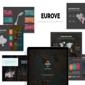 欧洲地区矢量地图PPT幻灯片模板素材 Eurove : Europe Region Vector Map Powerpoint