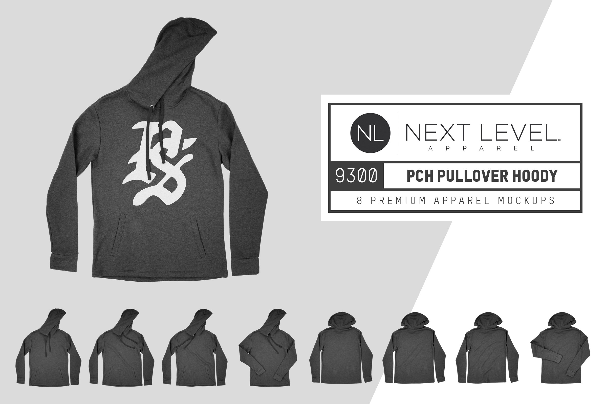 套头卫衣服装样机模板 Next Level 9300 PCH Pullover Hoody