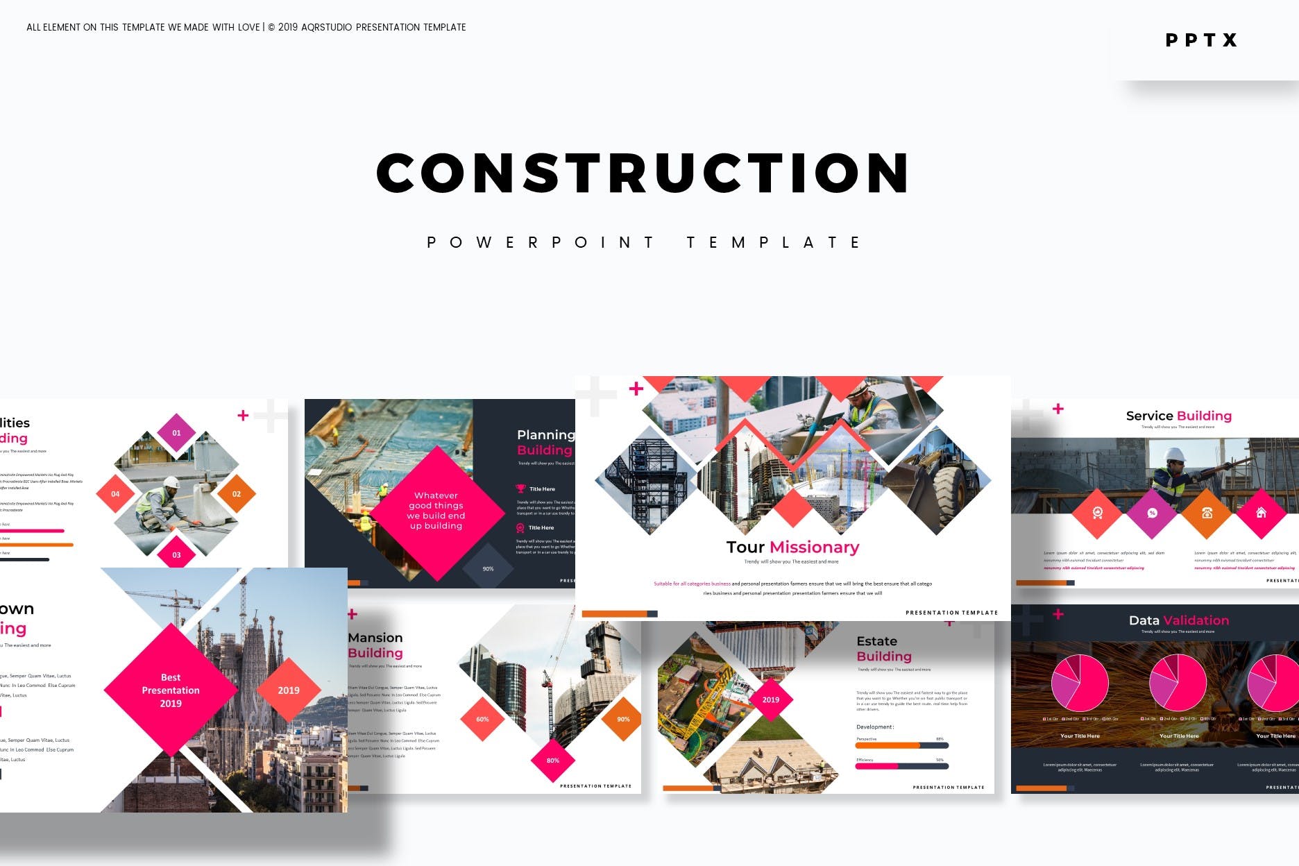 建筑设计/建筑公司适用的PPT幻灯片模板 Contruction – Powerpoint Template