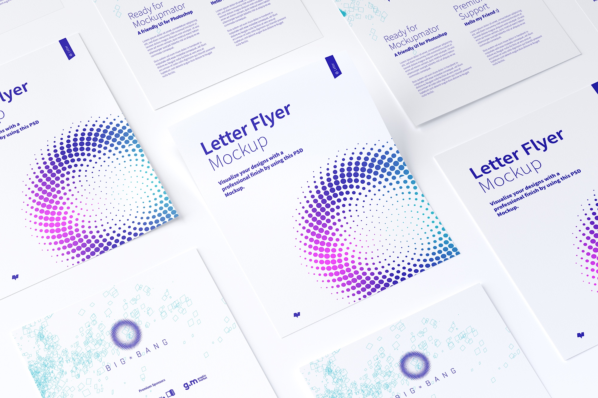信纸规格传单设计等距样机模板02 Letter Flyer Mockup 02