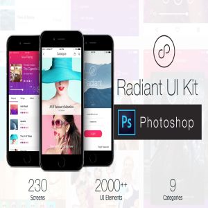 200+移动APP应用屏幕界面UI设计PSD模板 Radiant Mobile UI Kit – 200+ for Photoshop