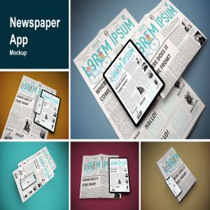 电子版报纸版式设计效果图样机 Newspaper App MockUp插图1