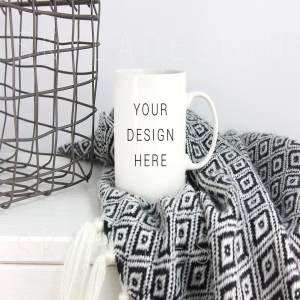 白色咖啡杯马克杯样机 Mug mockup, white coffee lifestyle