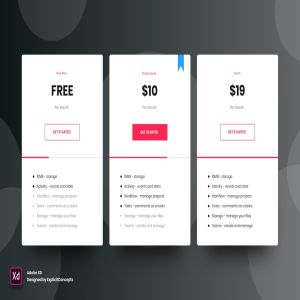 附带产品详情网站服务价格表单UI模板 for XD Pricing Table Vol 01 – Adobe XD