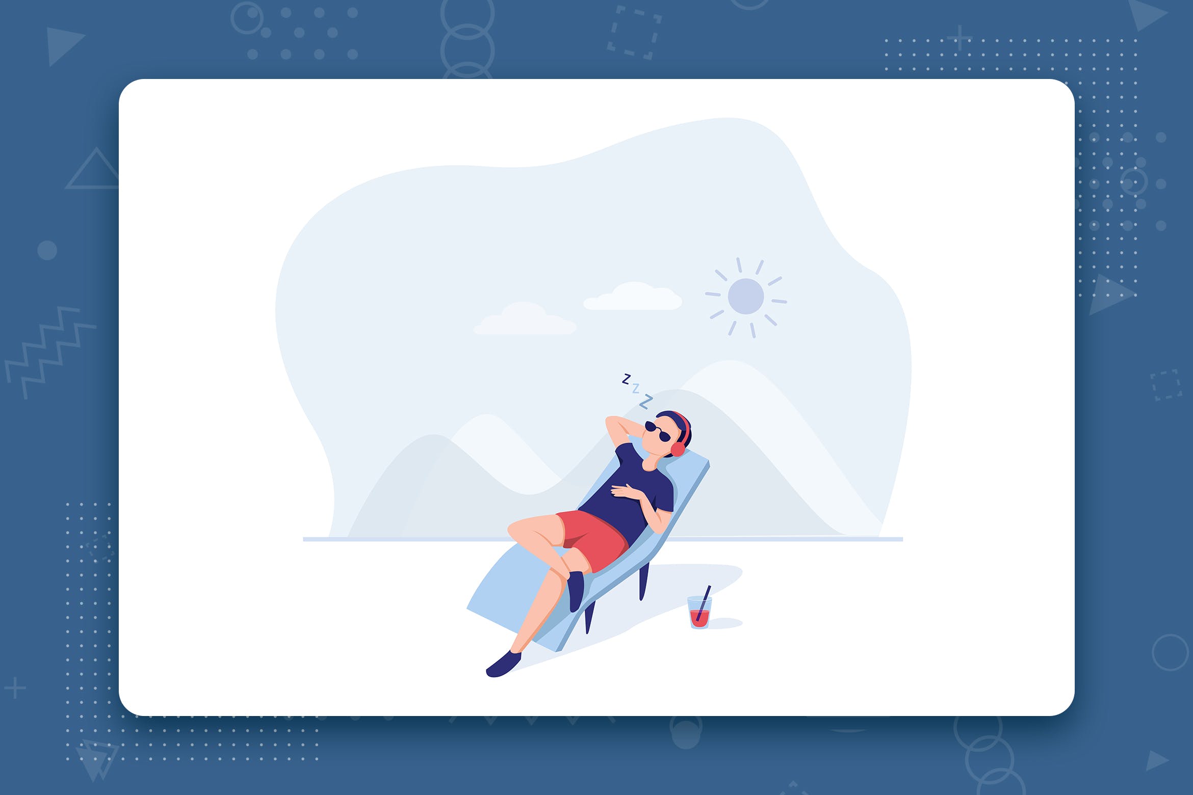 海滩旅游场景扁平设计风格矢量概念插画 Enjoy the moments flat vector illustration concept