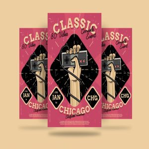 80年代复古风格活动海报设计模板 classic console Flyer