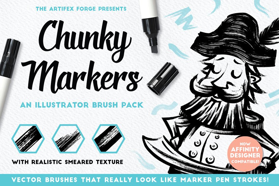 记号笔笔画AI笔刷 Chunky Markers – Illustrator Brushes