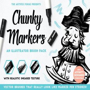 记号笔笔画AI笔刷 Chunky Markers – Illustrator Brushes