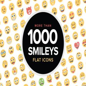 1000个卡通笑脸平面图标 1000 Flat Smiley Icons