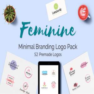 女性简约品牌Logo标志设计素材包 Feminine Minimal Branding Logo Pack