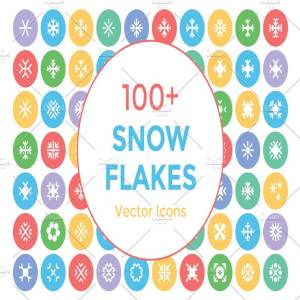 100+雪花片雪花状矢量圆型图标  100+ Snow Flakes Vector Icons