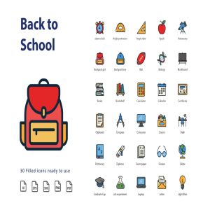 学校校园主题填充图标设计素材 Back To School (Filled)