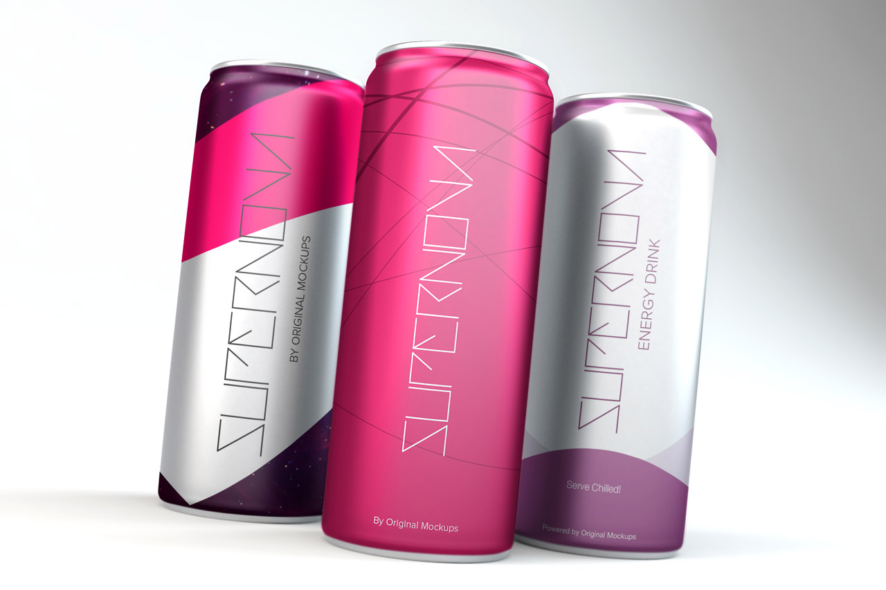 3D易拉罐饮料罐头外观设计图预览样机05 3D Slim Can PSD Mockup 05