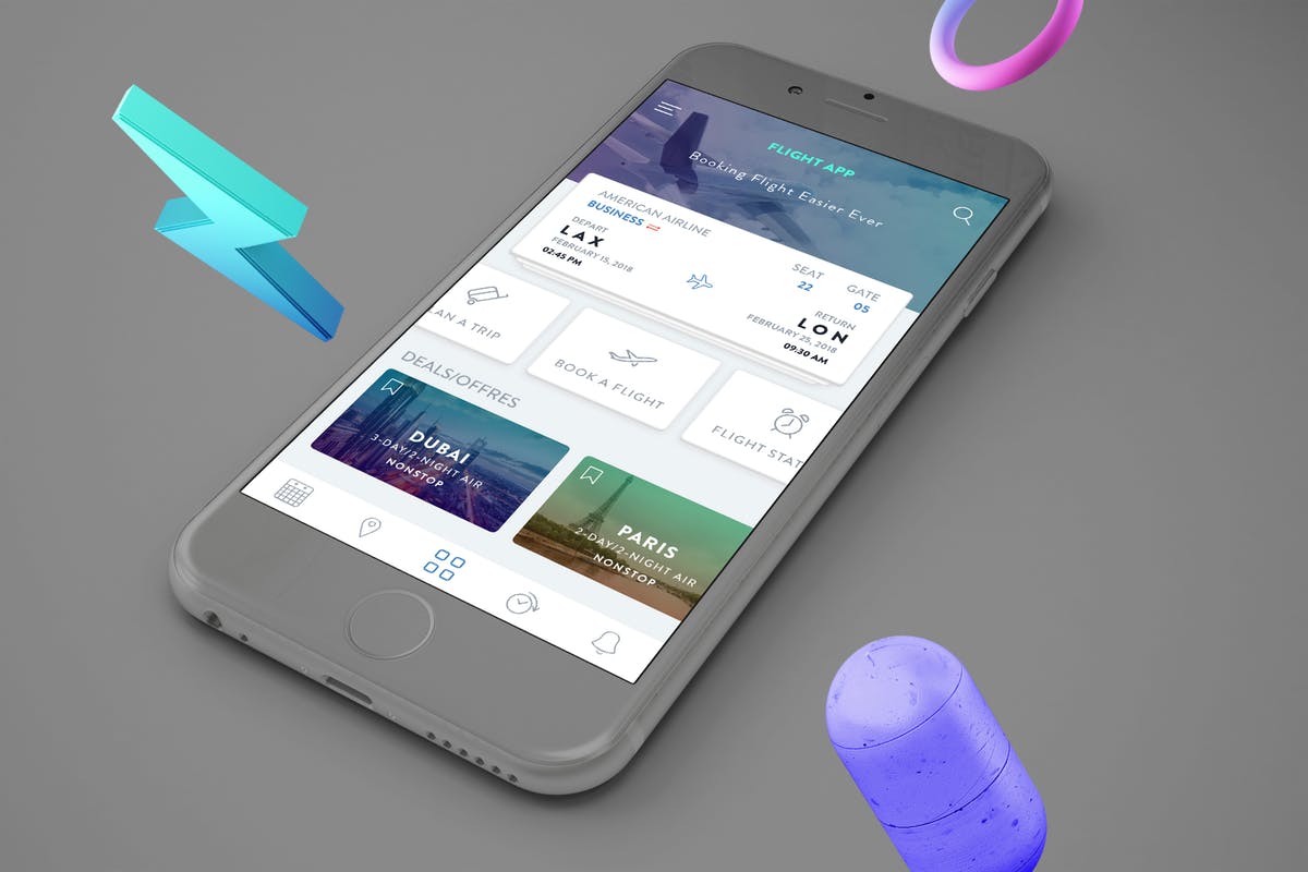 机票航班预订APP应用UI界面模板 Booking FLight Mobile Ui – TH