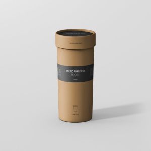 茶叶/咖啡大纸筒包装样机模板 Paper Box Mockup Round – Large Size