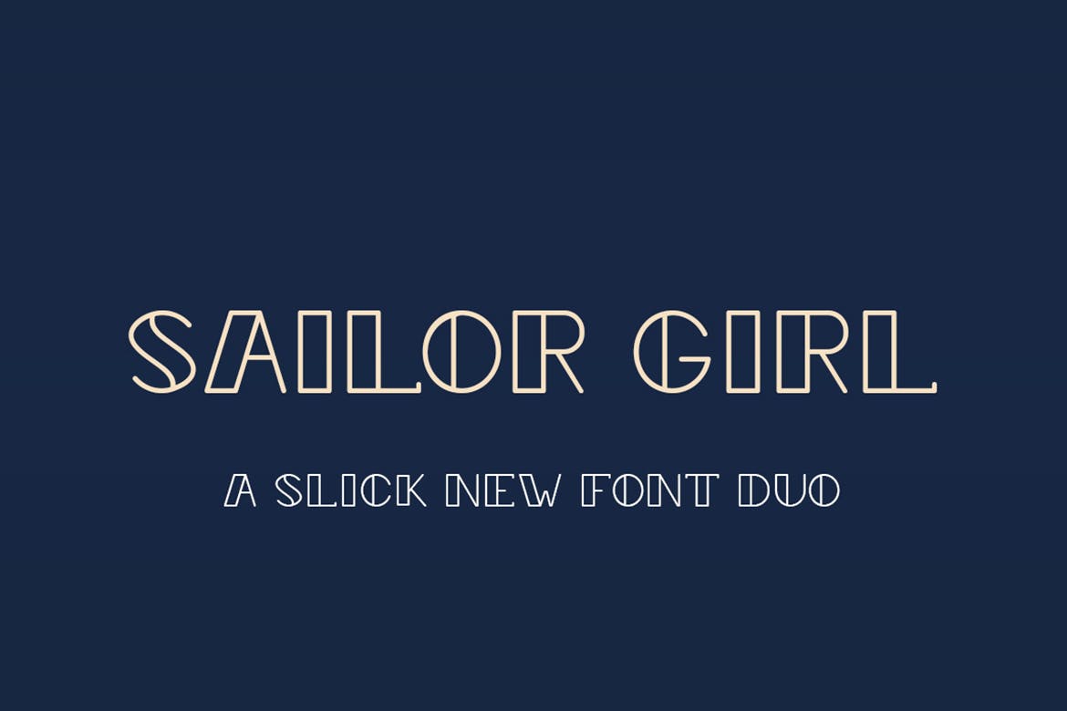 复古航海主题创意设计英文无衬线字体 Sailor Girl Font Duo