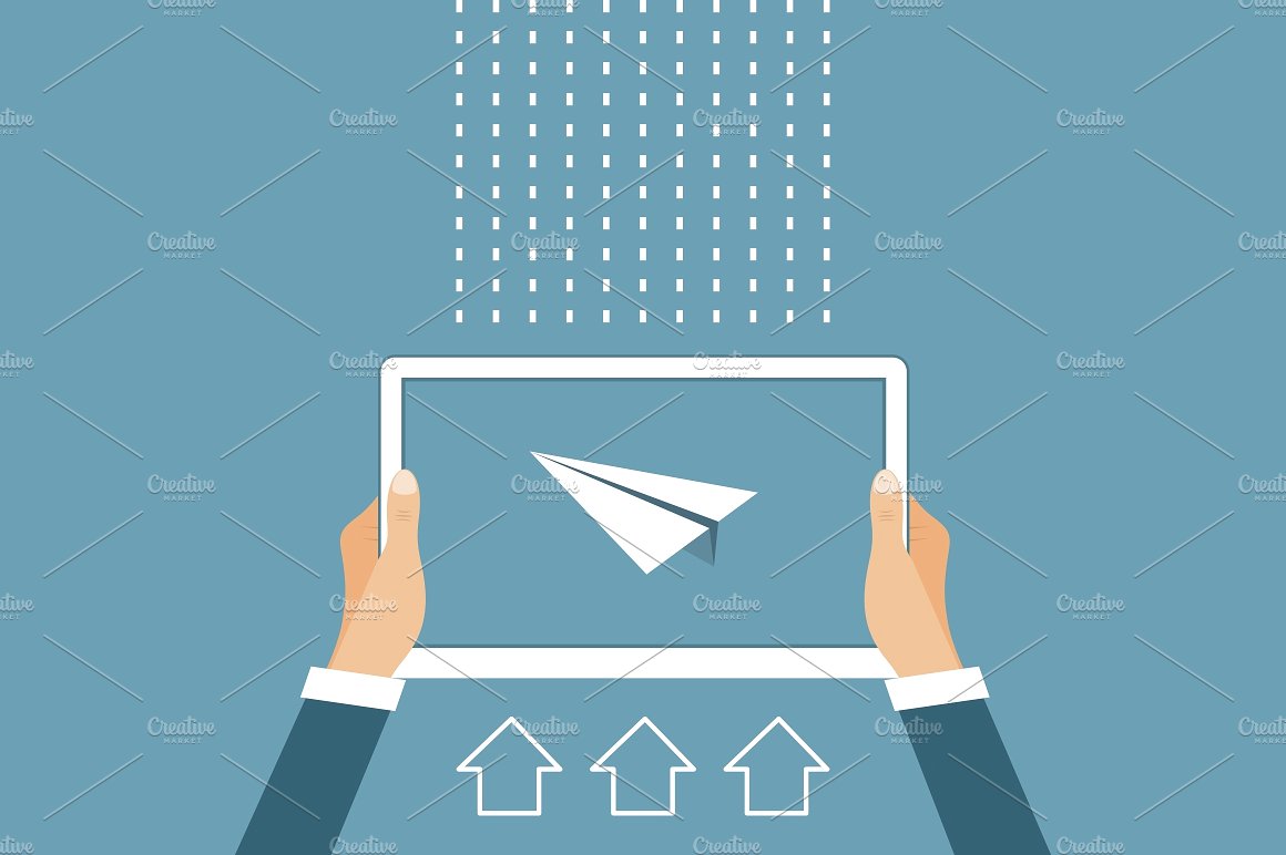 手持平板电脑插画 Tablet in hands