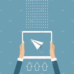 手持平板电脑插画 Tablet in hands