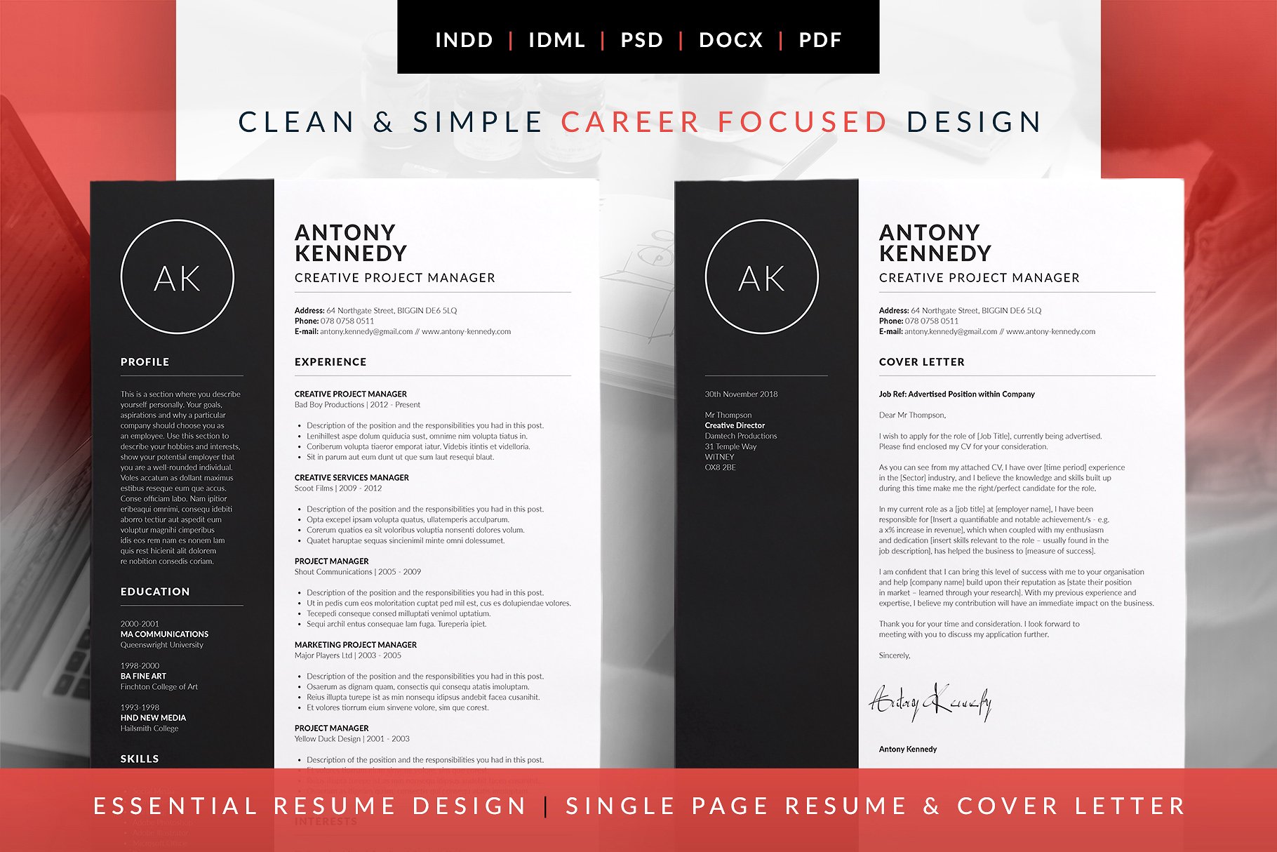 简约实用基础简历模板 Antony – Essential Resume