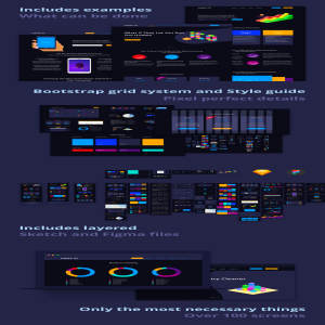 一流设计素材网下午茶：黑色酷炫的产品业务数据网站UI kits模版下载 [Sketch]