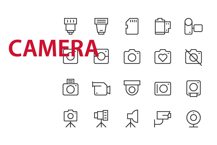 20枚摄影摄像相关UI图标素材 20 Camera UI icons