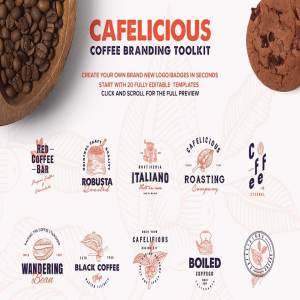 咖啡品牌专业Logo设计模板合集 Cafelicious – Coffee Branding Kit插图3