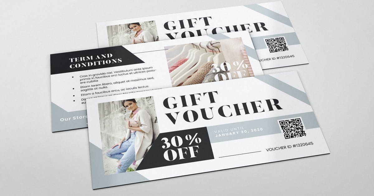时尚精品店礼品券＆优惠券AI&PSD模板素材 Fashion Boutique AI and PSD Gift Voucher