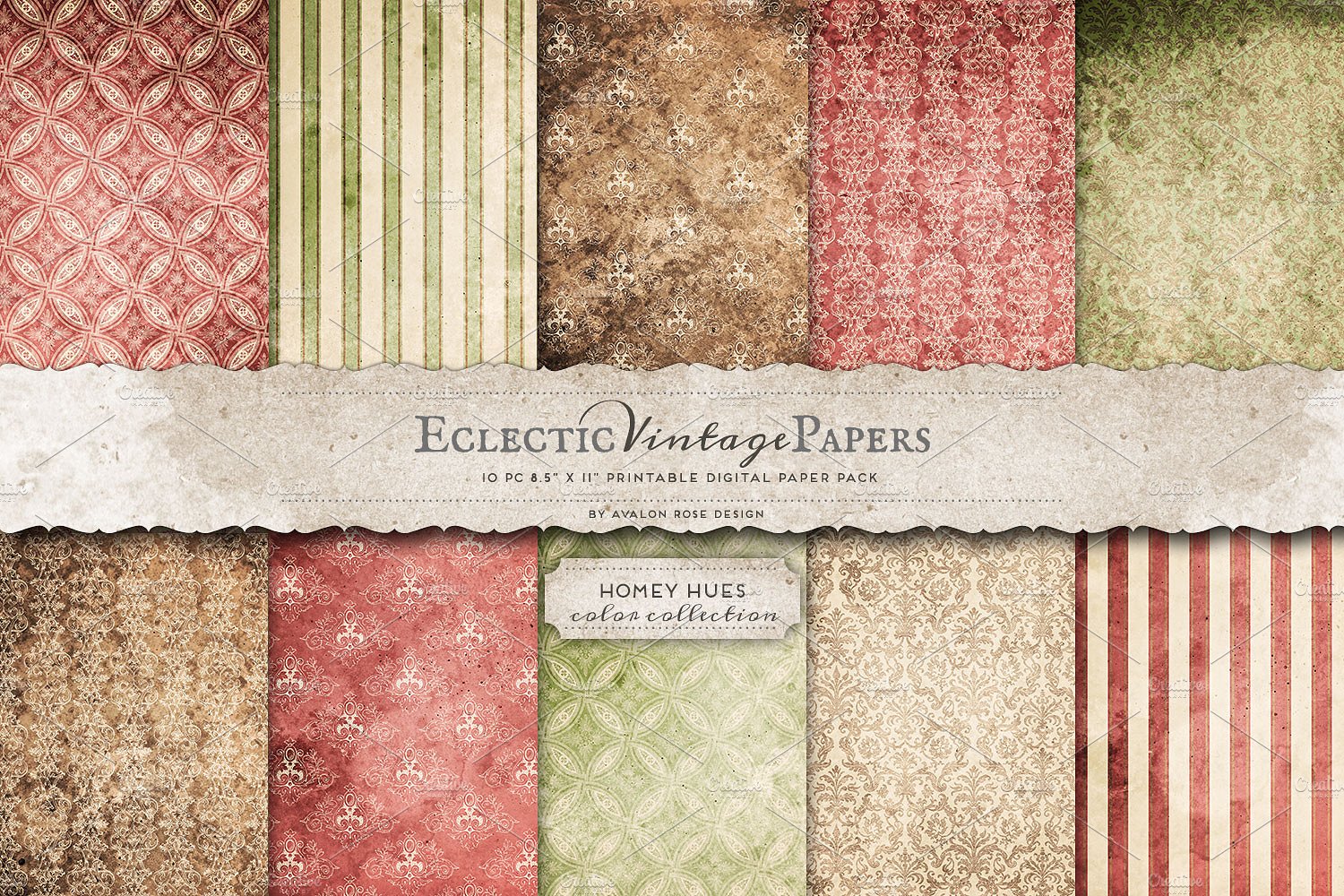 复古古典粉红浅金色调纸张纹理 Printable Papers – Homey Hues