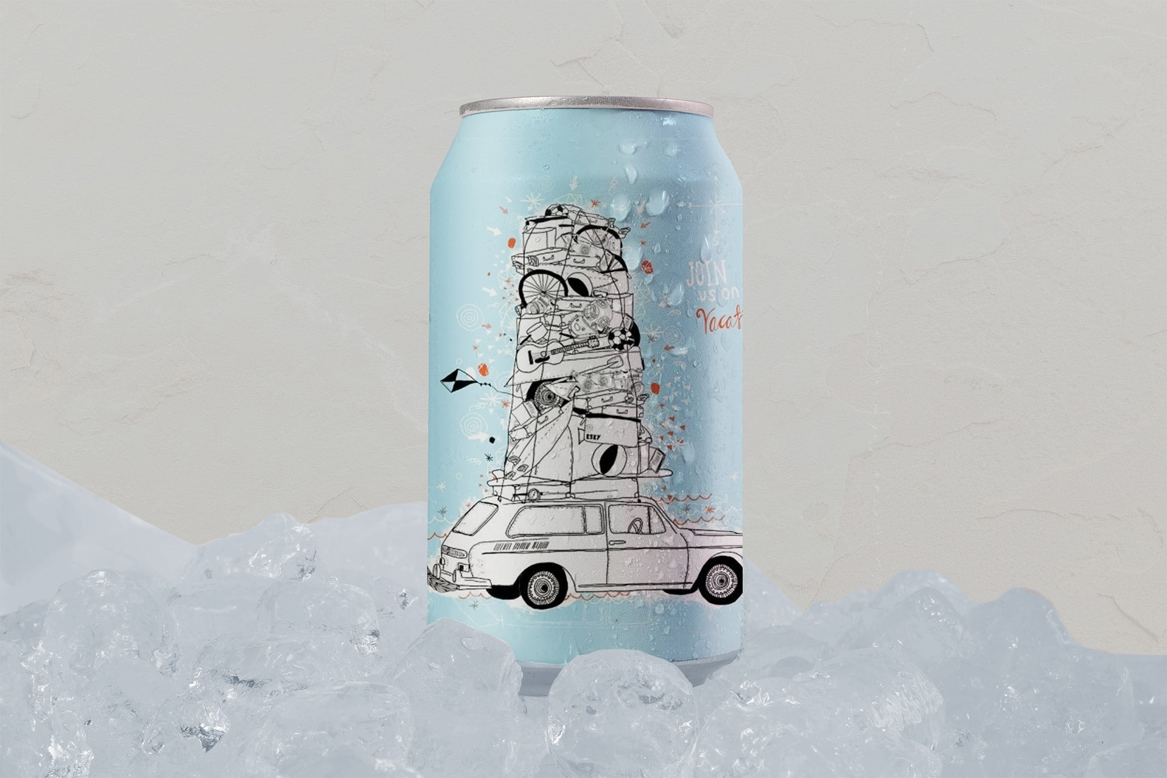 易拉罐外观设计效果预览样机模板 Ice Fresh Can Mockup