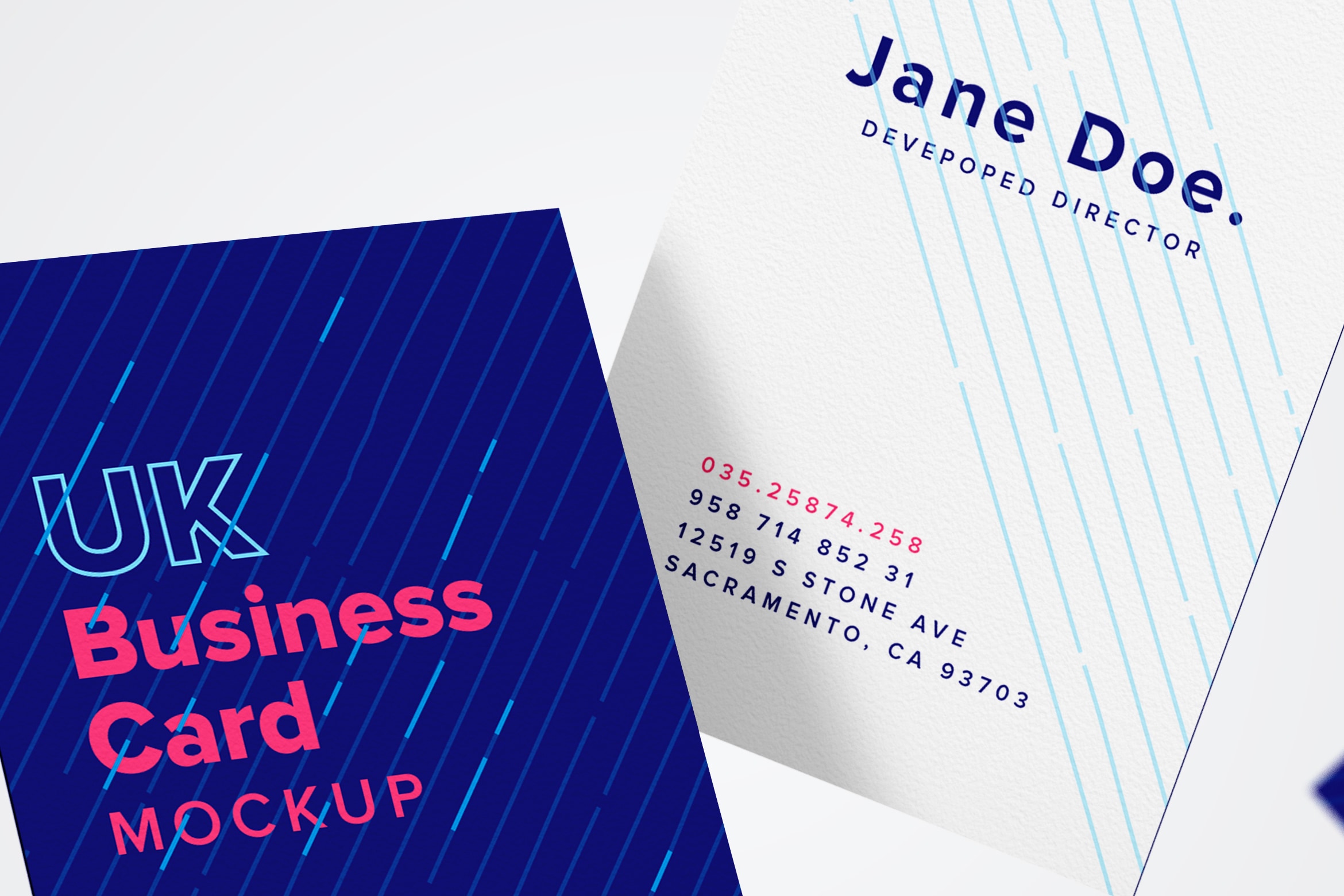 UK标准尺寸高端企业名片设计样机模板05 UK Business Card Mockup 05
